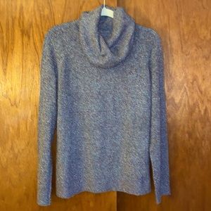 Lou & Grey for Loft Long Sleeve Speckled Darker Gray Cowl Neck Sweater-Medium